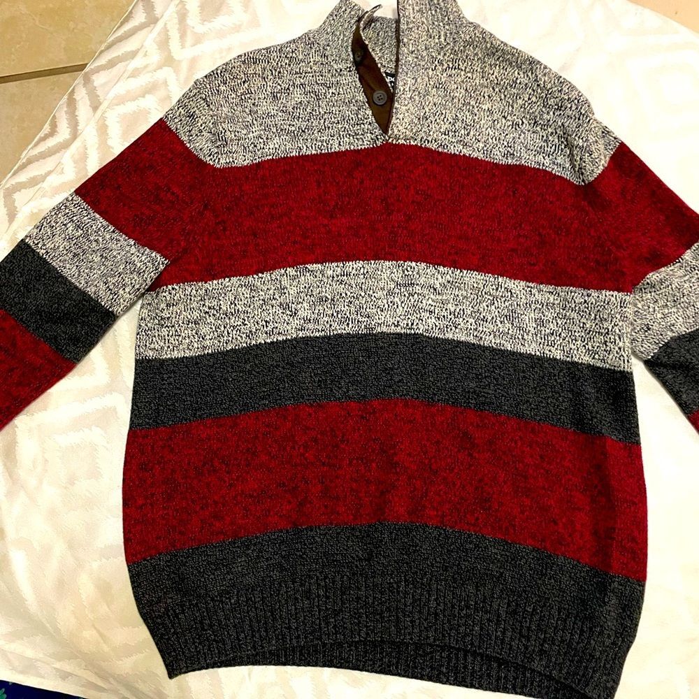 Chaps Mens Sweater Button Pullover Large